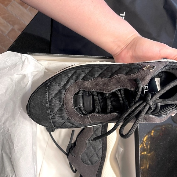 22C Chanel Sneakers Black & Dark Gray Mesh & Suede Calfskin - Picture 9 of 9